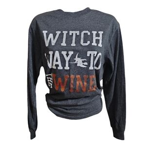 XS "Witch Way To The Wine" Gray  Long-sleeved Tee